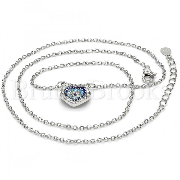 Sterling Silver 04.336.0073.16 Fancy Necklace, with Multicolor Micro Pave, Polished Finish, Rhodium Tone