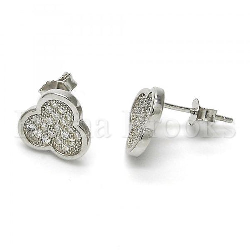 Bruna Brooks Sterling Silver 02.175.0102 Stud Earring, with White Micro Pave, Rhodium Tone