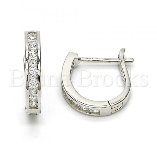 Bruna Brooks Sterling Silver 02.286.0012.15 Huggie Hoop, with White Cubic Zirconia, Polished Finish, Rhodium Tone