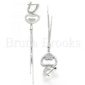 Sterling Silver 02.186.0094 Long Earring, Heart Design, with White Micro Pave, Polished Finish, Rhodium Tone