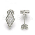 Sterling Silver 02.285.0080 Stud Earring, with White Cubic Zirconia, Polished Finish, Rhodium Tone