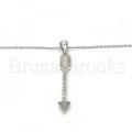 Sterling Silver 05.336.0027 Fancy Pendant, with White Micro Pave, Polished Finish, Rhodium Tone