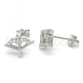 Bruna Brooks Sterling Silver 02.336.0012 Stud Earring, with White Crystal, Polished Finish, Rhodium Tone