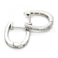 Sterling Silver 02.186.0040.15 Huggie Hoop, with White Cubic Zirconia, Polished Finish, Rhodium Tone