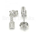 Sterling Silver 02.336.0071 Stud Earring, with White Crystal, Polished Finish, Rhodium Tone