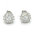 Sterling Silver 02.175.0111 Stud Earring, with White Cubic Zirconia, Polished Finish, Rhodium Tone