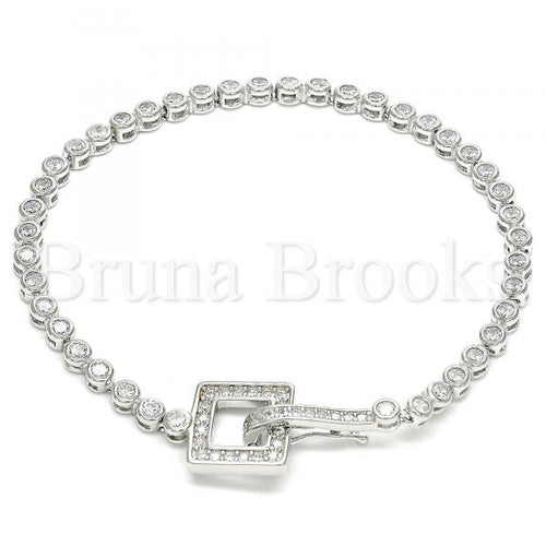 Bruna Brooks Sterling Silver 03.286.0004.08 Fancy Bracelet, with White Cubic Zirconia, Polished Finish, Rhodium Tone