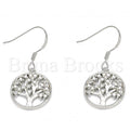 Bruna Brooks Sterling Silver 02.366.0006 Dangle Earring, Tree Design, with White Cubic Zirconia, Polished Finish, Rhodium Tone