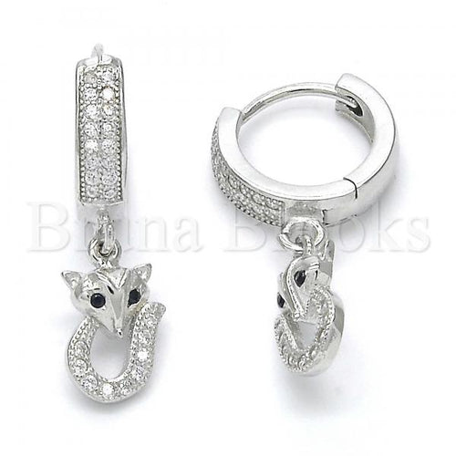 Bruna Brooks Sterling Silver 02.186.0078 Dangle Earring, with Black and White Micro Pave, Polished Finish, Rhodium Tone