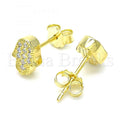 Sterling Silver 02.336.0159.2 Stud Earring, Hand of God Design, with White Crystal, Polished Finish, Golden Tone