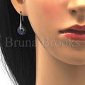 Rhodium Plated 02.26.0257 Dangle Earring, with Volcano Swarovski Crystals and White Micro Pave, Polished Finish, Rhodium Tone