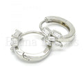 Sterling Silver 02.175.0138.15 Huggie Hoop, with White Cubic Zirconia, Polished Finish, Rhodium Tone