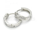 Sterling Silver 02.175.0166.15 Huggie Hoop, with White Micro Pave, Polished Finish, Rhodium Tone