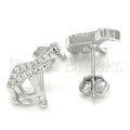 Sterling Silver 02.336.0064 Stud Earring, Giraffe Design, with White Crystal, Polished Finish, Rhodium Tone