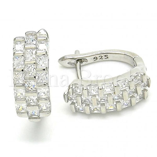 Bruna Brooks Sterling Silver 02.186.0180.15 Huggie Hoop, with White Cubic Zirconia, Polished Finish, Rhodium Tone