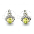Rhodium Plated Stud Earring, with Swarovski Crystals and Cubic Zirconia, Rhodium Tone