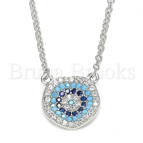 Bruna Brooks Sterling Silver 04.336.0221.16 Fancy Necklace, with Multicolor Micro Pave, Polished Finish, Rhodium Tone