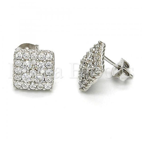 Bruna Brooks Sterling Silver 02.285.0010 Stud Earring, Flower Design, with White Cubic Zirconia, Polished Finish, Rhodium Tone