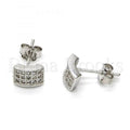 Bruna Brooks Sterling Silver 02.290.0026 Stud Earring, with White Micro Pave, Polished Finish, Rhodium Tone