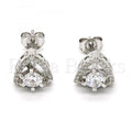 Sterling Silver 02.285.0011 Stud Earring, with White Cubic Zirconia and White Crystal, Polished Finish, Rhodium Tone
