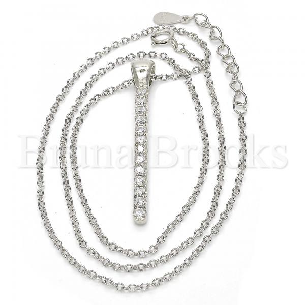 Sterling Silver 04.336.0006.16 Fancy Necklace, with White Crystal, Polished Finish, Rhodium Tone