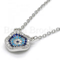 Sterling Silver 04.336.0073.16 Fancy Necklace, with Multicolor Micro Pave, Polished Finish, Rhodium Tone