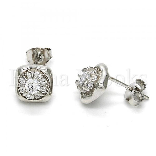 Bruna Brooks Sterling Silver 02.285.0020 Stud Earring, with White Cubic Zirconia, Polished Finish, Rhodium Tone