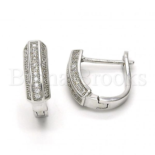 Bruna Brooks Sterling Silver 02.175.0096.15 Huggie Hoop, with White Micro Pave, Polished Finish, Rhodium Tone