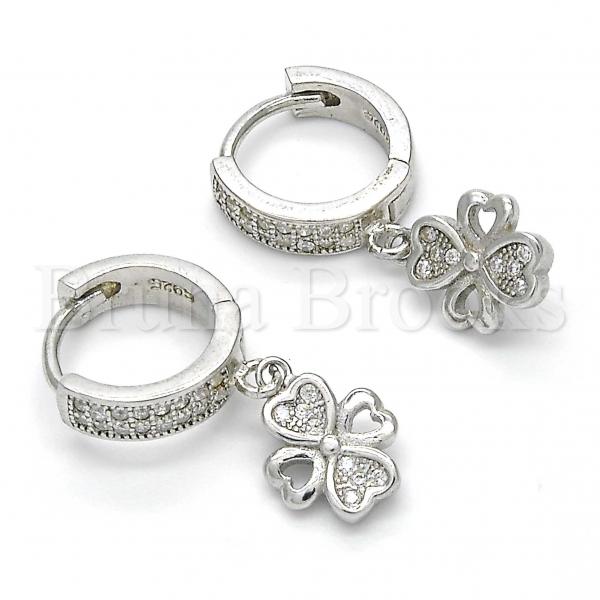 Sterling Silver 02.186.0079 Dangle Earring, with White Micro Pave, Polished Finish, Rhodium Tone