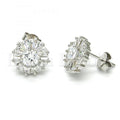 Bruna Brooks Sterling Silver 02.175.0111 Stud Earring, with White Cubic Zirconia, Polished Finish, Rhodium Tone