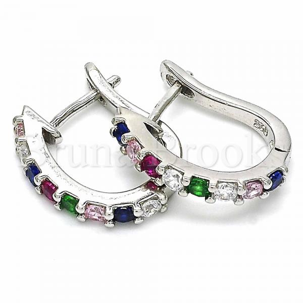 Sterling Silver 02.332.0059.15 Huggie Hoop, with Multicolor Cubic Zirconia, Polished Finish, Rhodium Tone