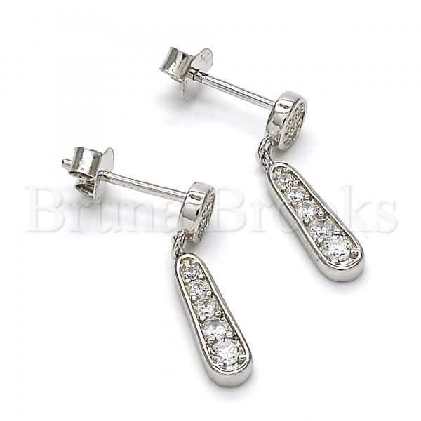 Sterling Silver 02.175.0132 Dangle Earring, with White Cubic Zirconia, Polished Finish, Rhodium Tone