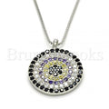 Bruna Brooks Sterling Silver 04.336.0071.16 Fancy Necklace, with Multicolor Micro Pave, Polished Finish, Rhodium Tone
