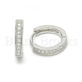 Bruna Brooks Sterling Silver 02.175.0186.15 Huggie Hoop, with White Micro Pave, Polished Finish, Rhodium Tone