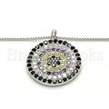 Sterling Silver 04.336.0071.16 Fancy Necklace, with Multicolor Micro Pave, Polished Finish, Rhodium Tone