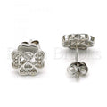 Sterling Silver 02.285.0006 Stud Earring, with White Micro Pave, Polished Finish, Rhodium Tone