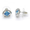 Rhodium Plated Stud Earring, with Swarovski Crystals and Crystal, Rhodium Tone