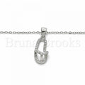 Sterling Silver 04.290.0001.18 Fancy Necklace, House Design, with White Cubic Zirconia, Polished Finish, Rhodium Tone