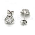 Sterling Silver 02.285.0013 Stud Earring, with White Cubic Zirconia, Polished Finish, Rhodium Tone