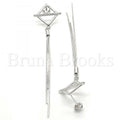 Sterling Silver 02.186.0095 Long Earring, with White Crystal, Polished Finish, Rhodium Tone