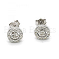 Sterling Silver 02.290.0014 Stud Earring, with White Micro Pave, Polished Finish, Rhodium Tone