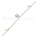 Sterling Silver 03.336.0051.10 Charm Anklet , Butterfly and Star Design, with White Cubic Zirconia, Polished Finish, Rhodium Tone