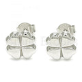 Sterling Silver Stud Earring, Four-leaf Clover Design,