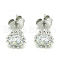 Sterling Silver Stud Earring, with Cubic Zirconia and Crystal, Rhodium Tone