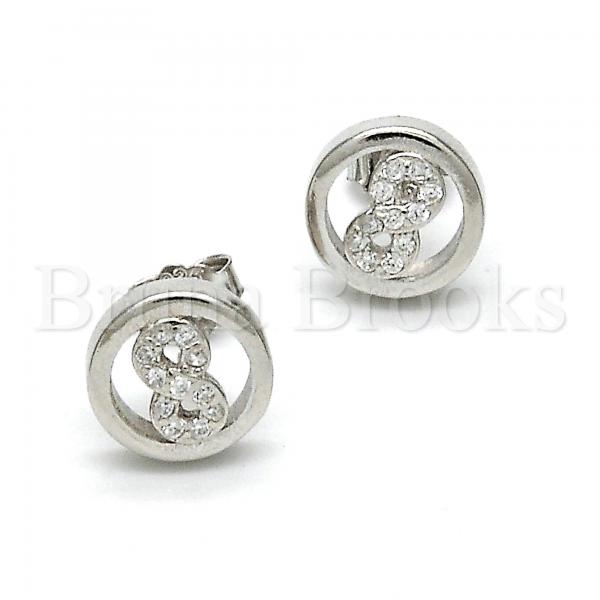 Sterling Silver 02.175.0056 Stud Earring, Infinite Design, with White Micro Pave, Polished Finish, Rhodium Tone