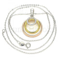Sterling Silver 04.336.0152.18 Fancy Necklace, with White Crystal, Polished Finish, Tri Tone