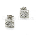 Sterling Silver 02.285.0009 Stud Earring, with White Cubic Zirconia, Polished Finish, Rhodium Tone
