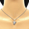 Sterling Silver Fancy Necklace, Star Design, with Crystal, Rhodium Tone