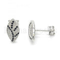 Bruna Brooks Sterling Silver 02.186.0076 Stud Earring, with Black and White Micro Pave, Polished Finish, Rhodium Tone