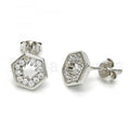 Bruna Brooks Sterling Silver 02.285.0021 Stud Earring, with White Cubic Zirconia, Polished Finish, Rhodium Tone